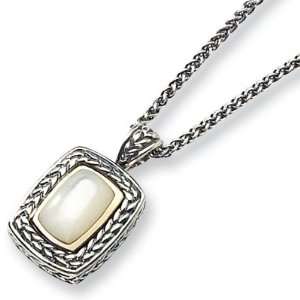  Mother of Pearl Necklace 18in   Sterling Silver 14k 