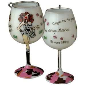  Bottoms Up Cougar Brunette Mini Wine Glass Ornament: Home 