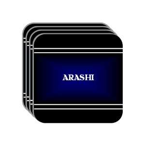 Personal Name Gift   ARASHI Set of 4 Mini Mousepad Coasters (black 
