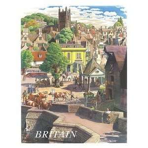  World Travel Poster Britain Village 9 inch by 12 inch 