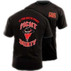  Fight Durty Logo MMA Black Shirt (Size=XL): Sports 