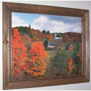  Vermont Village Fall Autumn Church Picture Print in Pine 