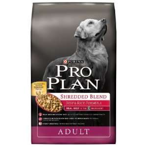 Purina Pro Plan Dry Adult Dog Food, Shredded Blend Beef and Rice 