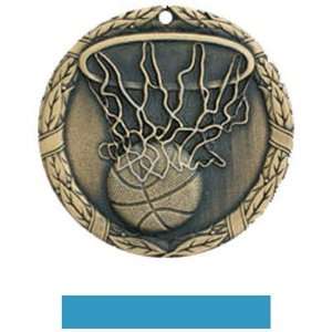 Hasty Awards Custom Basketball Medal M 300B GOLD MEDAL/LT. BLUE RIBBON 