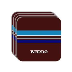 Personal Name Gift   WEIRDO Set of 4 Mini Mousepad Coasters (blue 