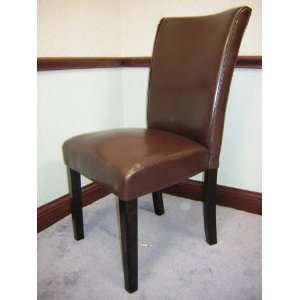   leather like parson dining side chairs W/ black legs: Home & Kitchen