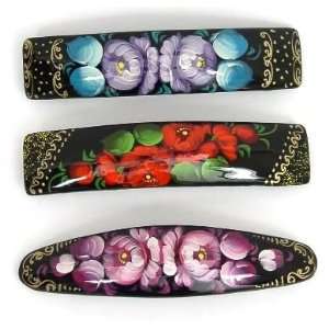   Russian Hand Painted Barrettes Hair Clips (0737) 
