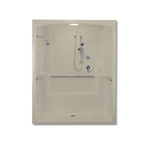   Shower Module with Polished Stainless Steel Grab Bars, 69 1/4 X 37 1