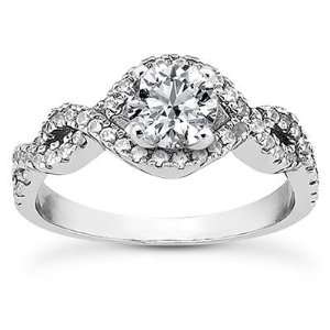  Bypass Shank Diamond Engagement Ring in Platinum: Jewelry