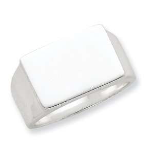  Sterling Silver 12x17.5mm Solid Back Signet Ring   Size 9 