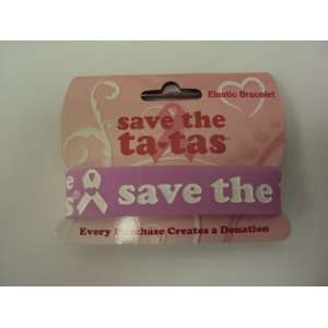  Rubber Wristband Save the Tatas Bracelet Purple with White 