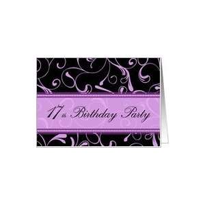  17th Birthday Party Invitation Card   Purple and Black 