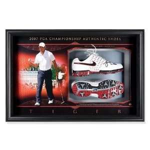  Tiger Woods Autographed 2007 PGA Friday Shoe Shadow Box 