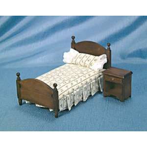  Dollhouse Miniature Walnut Bed and Nightstand: Everything 