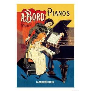 Bord Pianos, The First Lesson Giclee Poster Print by Eugene Oge, 12x16
