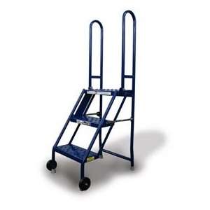  3 Step Folding Rolling Ladder Stand   Perforated Tread 