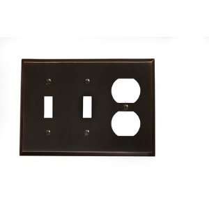   Rubbed Bronze 2 Toggle 1 Duplex 3 Gang Switch Plate: Home Improvement