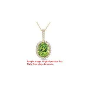  0.23 Cts Diamond & 3.76 Cts Peridot Pendant in 18K Yellow 