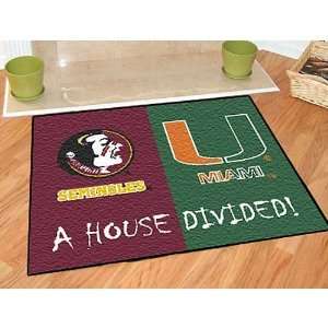  Florida State/Miami House Divided 34x44.5 All Star Mat 