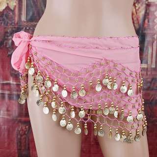 NEW Belly Dance Skirt Waist Golden Sequins Beads H2633P  
