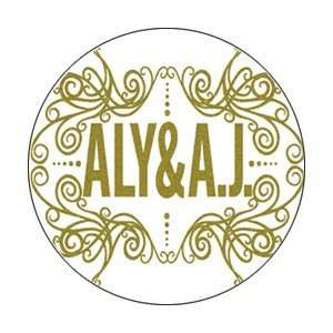  Aly & AJ Logo White Button B 3765: Toys & Games