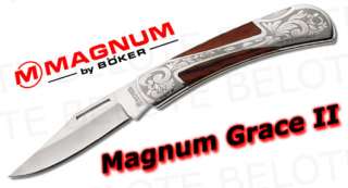 Boker Magnum Grace II Etched Folder Plain Edge 01YA110  