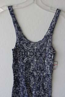 Free People womens blue floral mesh stretch fitted cami tank top XS $ 