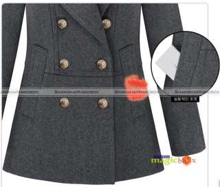   Breasted Jacket Overcoat Outwear Coat Black Grey New #034  