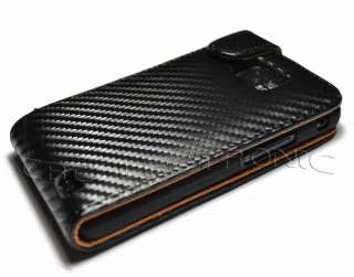 New Black Carbon fiber leather case for Samsung i9100 galaxy S2