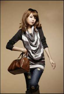 New 2 Pcs Korea Womens Turn Down Collar Stylish Top T Shirt Tops 