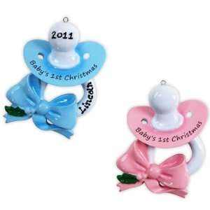  4267 Blue Pacifier Personalized Christmas Ornament: Home 