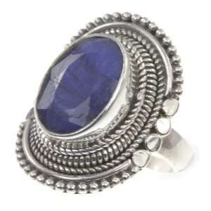   925 Sterling Silver Created SAPPHIRE Ring, Size 6.75, 9.43g: Jewelry