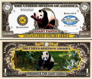 GIANT PANDA MILLION DOLLAR BILL (2/$1.00)  
