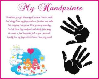 CARE BEARS Baby Girl Handprints Scrapbook Print Glossy!  