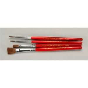 60 4PS Red Sable 4pc Flat/Round Brush: Toys & Games