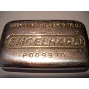  5 oz Engelhard 999+ silver bar Old Thick loaf poured 