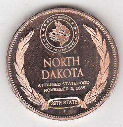 1970 North Dakota Franklin Mint State Medal P/L Coin  