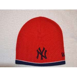  New York Yankees Red Toque Skull Cap   MLB Cuffless Winter 