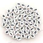 200 New Round White Numbers Plastic Spacer Bead 110448  