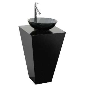 Esprit Custom Bathroom Pedestal Vanity   Black Granite w/ Smoke Glass 