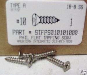 10x1 Flat Head Phillips Tapping Screws Stainless Steel (30)  