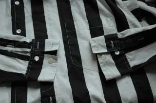 INTERNATIONAL MALE Mens Long Sleeve Striped Hidden Placket Shirt L 