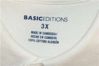   3X Basic Editions Polo Shirt Short Sleeve Cotton White NWT 1354  