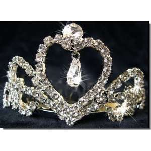  Bridal Wedding Tiara Comb With Heart and Drop 35224 
