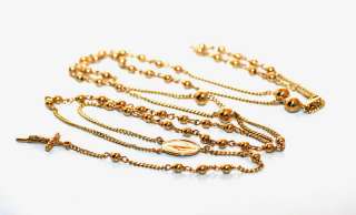 18K Genuine Gold Rosary Necklace(3mm, 5mm)  20 inches  