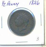 UK, Great Britain   1826   Half Penny    