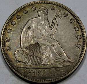 1853 Arrows and Rays Seated Liberty Half Dollar Choice AU++ NICE 