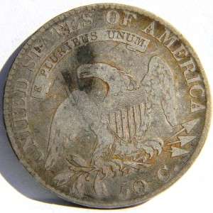 USA Capped Bust 1823 silver Half Dollar $1/2 50 Cents; toned VF 