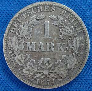 1874 A Germany 1 Mark Silver Coin 2136  