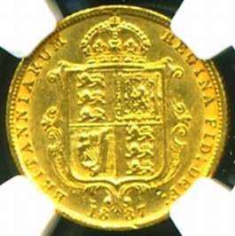 1887 BRITISH VICTORIA GOLD COIN HALF 1/2 SOVEREIGN NGC  